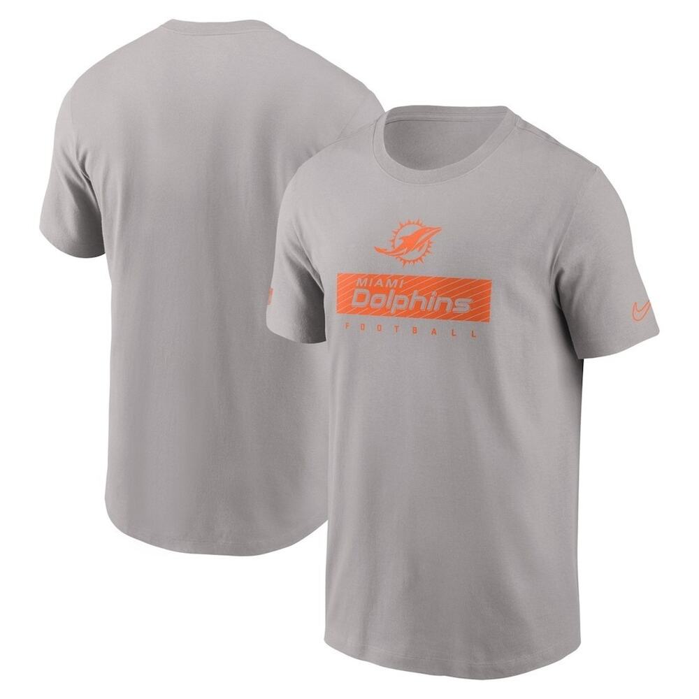 Nike Miami Dolphins Football T-Shirt NFL Team Apparel Gray Mens M NWT
